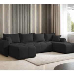 AX LIVING U-bank Malatya met slaapfunctie zwart 311 cm modern AX LIVING U-bank Malatya met slaapfunctie zwart 311 cm modern