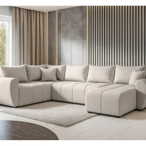 AX LIVING XXL U-bank Malatya beige 303 cm met slaapfunctie links