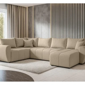 AX LIVING XXL U-bank Malatya lichtbruin 303 cm met slaapfunctie links AX LIVING XXL U-bank Malatya lichtbruin 303 cm met slaapfunctie links