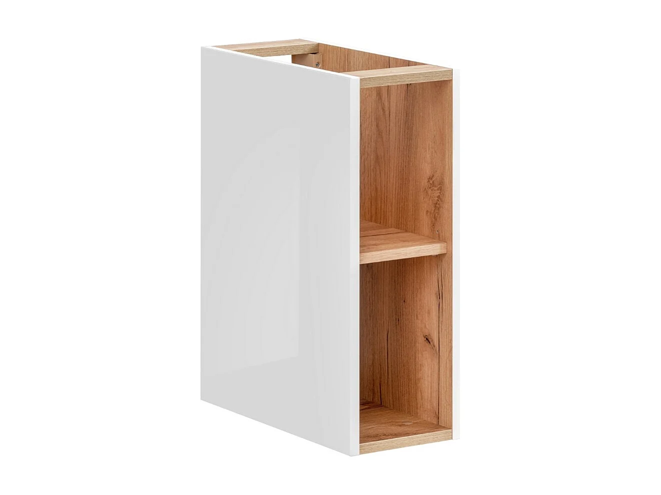 Accessoire wand NALYA 57 cm - Hoogglans wit en licht eiken - Compact hangend element