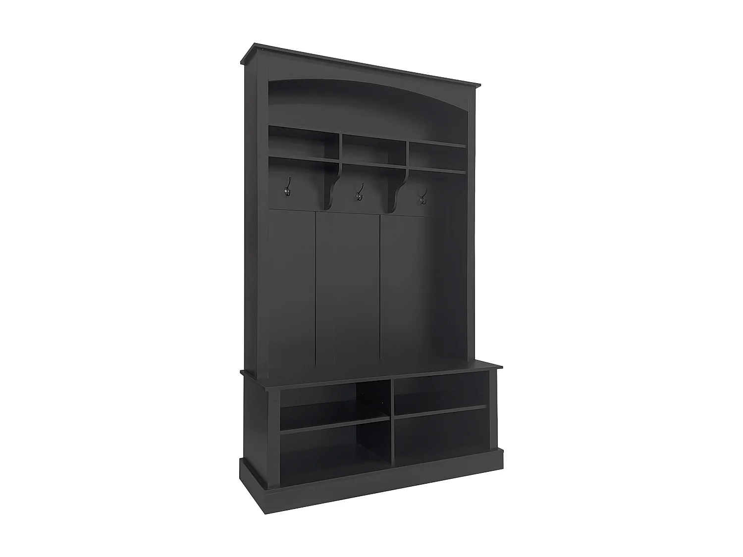 120x40x190 cm halmeubelset met schoenenrek en bank. Zwarte spaanplaat voor de woonkamer.