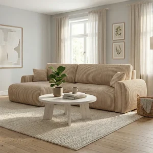 ARIEL L – Linker hoekbank met slaapfunctie 250x142x87 cm, stof Velo 22 créme ARIEL L – Linker hoekbank met slaapfunctie 250x142x87 cm, stof Velo 22 créme