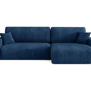 ARIEL L – Rechtse hoekbank met slaapfunctie  250x142x87 cm, stof Velo 88 donkerblau