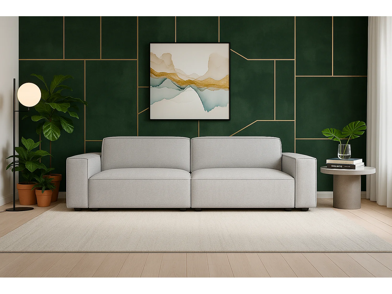 3-zits Sofa Cursal 244x102x70 cm lichtgrijs Raven 6