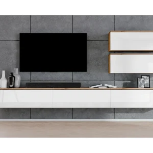 AX LIVING Woonwand Loriano V 300 cm eiken Wotan/wit hoogglans AX LIVING Woonwand Loriano V 300 cm eiken Wotan/wit hoogglans
