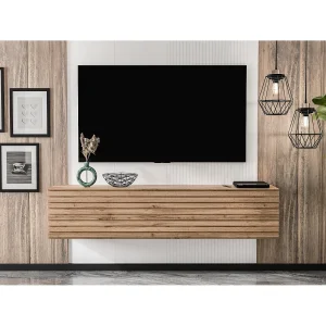 AX LIVING tv kast ZIVOLLI 160 cm wotan ribbel tv meubel modern zwevend AX LIVING tv kast ZIVOLLI 160 cm wotan ribbel tv meubel modern zwevend