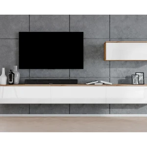 AX LIVING Woonwand Loriano IV 300 cm eiken Wotan/wit hoogglans AX LIVING Woonwand Loriano IV 300 cm eiken Wotan/wit hoogglans