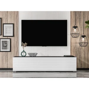 AX LIVING TV-meubel ZIVOLLI 160 cm zwart wit met lamellen AX LIVING TV-meubel ZIVOLLI 160 cm zwart wit met lamellen