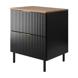 Wastafelmeubel, zwart, Eik Craft, 60 x 77 x 46 cm, gouden handgreep, zwarte poten + werkblad Wastafelmeubel, zwart, Eik Craft, 60 x 77 x 46 cm, gouden handgreep, zwarte poten + werkblad