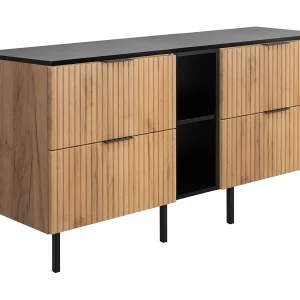Badkamermeubel, Eik Craft/Zwart + zwart handvat, 140 x 77 x 46 cm