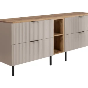 Badkamermeubel, Cashmere/Eik Craft + zwart handvat, 180 x 77 x 46 cm