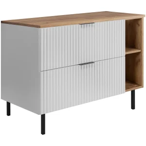 Badkamermeubel, Wit/Eik Craft + zwart handvat, 100 x 77 x 46 cm Badkamermeubel, Wit/Eik Craft + zwart handvat, 100 x 77 x 46 cm