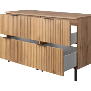 Badkamermeubel, Craft eiken + zwart handvat, 120 x 77 x 46 cm