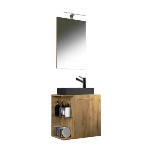 3 stuks wastafel Hausa Spiegel Zwart 3 stuks wastafel Hausa Spiegel Zwart