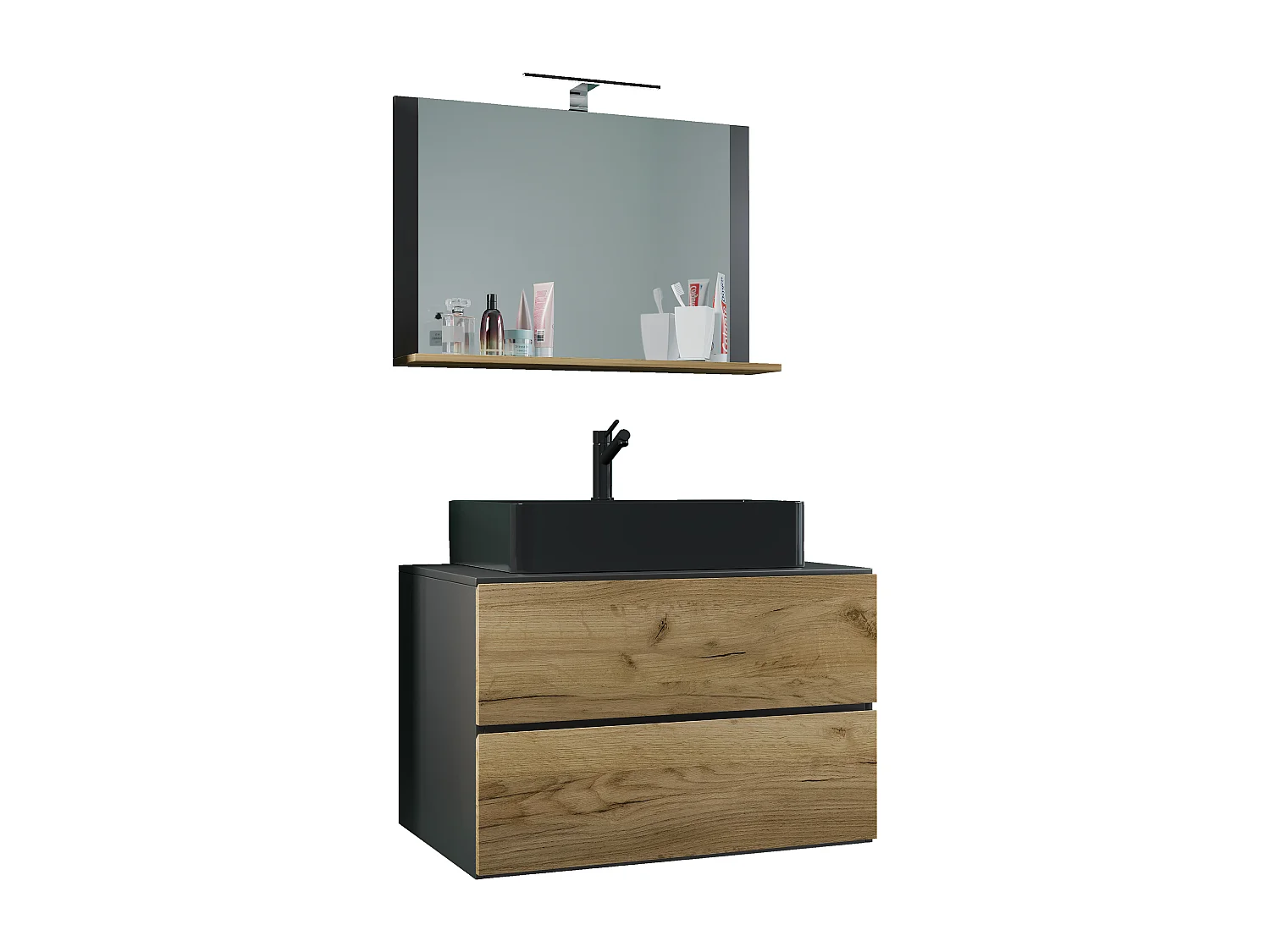 3-delige wastafel badkamermeubel Lendas 80 cm M