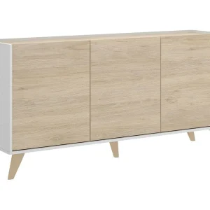 Dmora Dressoir Avez 43x155x75h cm Wit 3 Planken 6 Vakjes, Buffetkast 3 Deuren Dmora Dressoir Avez 43x155x75h cm Wit 3 Planken 6 Vakjes, Buffetkast 3 Deuren