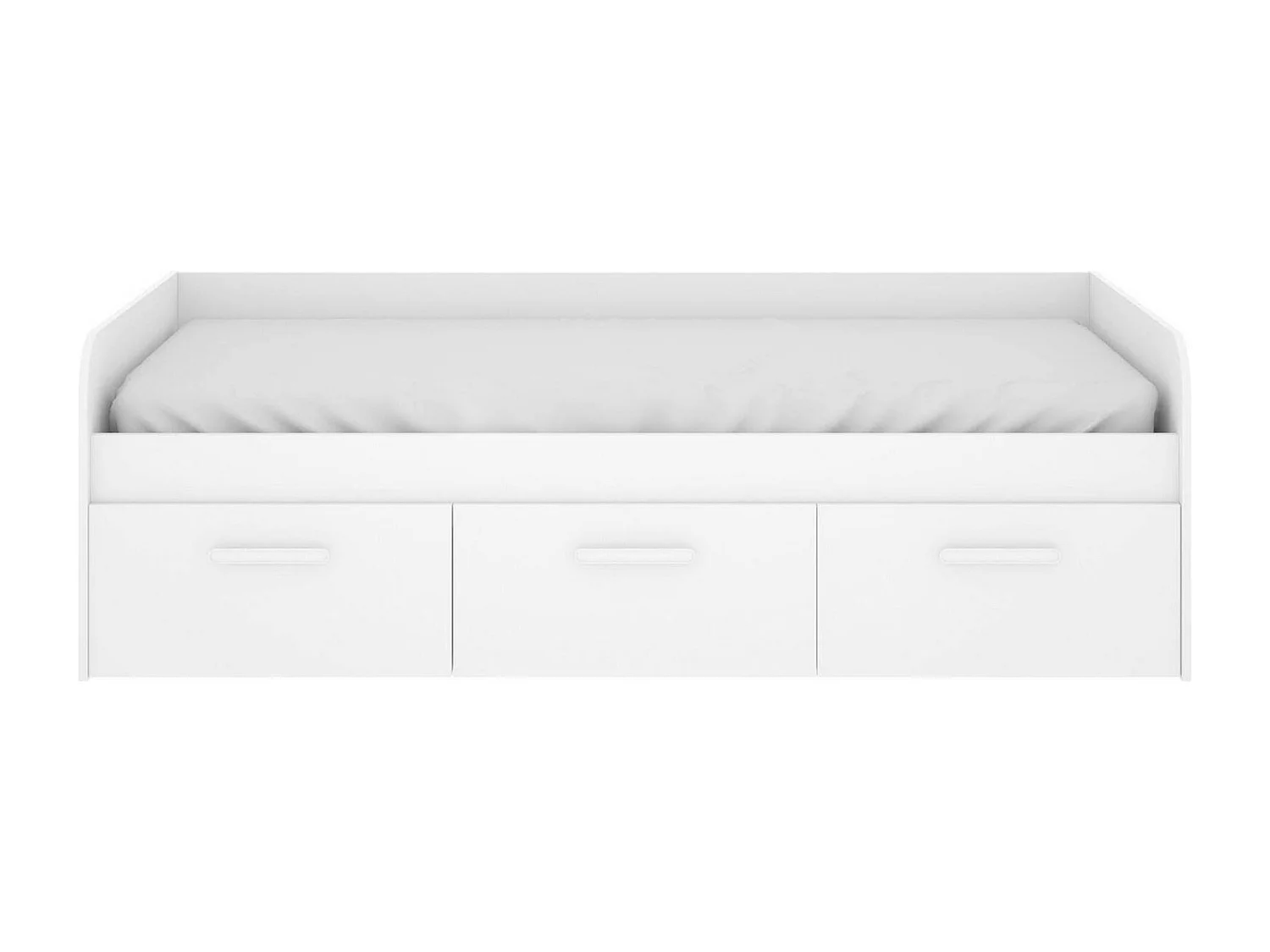 Dmora Kinderbed Adamello Wit met Opslag, Matrasmaat 90x190 cm, Eenpersoonsbedje
