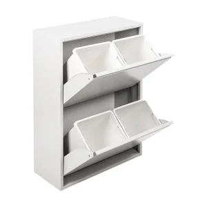 Anukhatun afvalbak, inhoud 72 (18 per bak), 60x25x93h cm wit, afvalcontainer, optionele wandmontage, 4 bakken