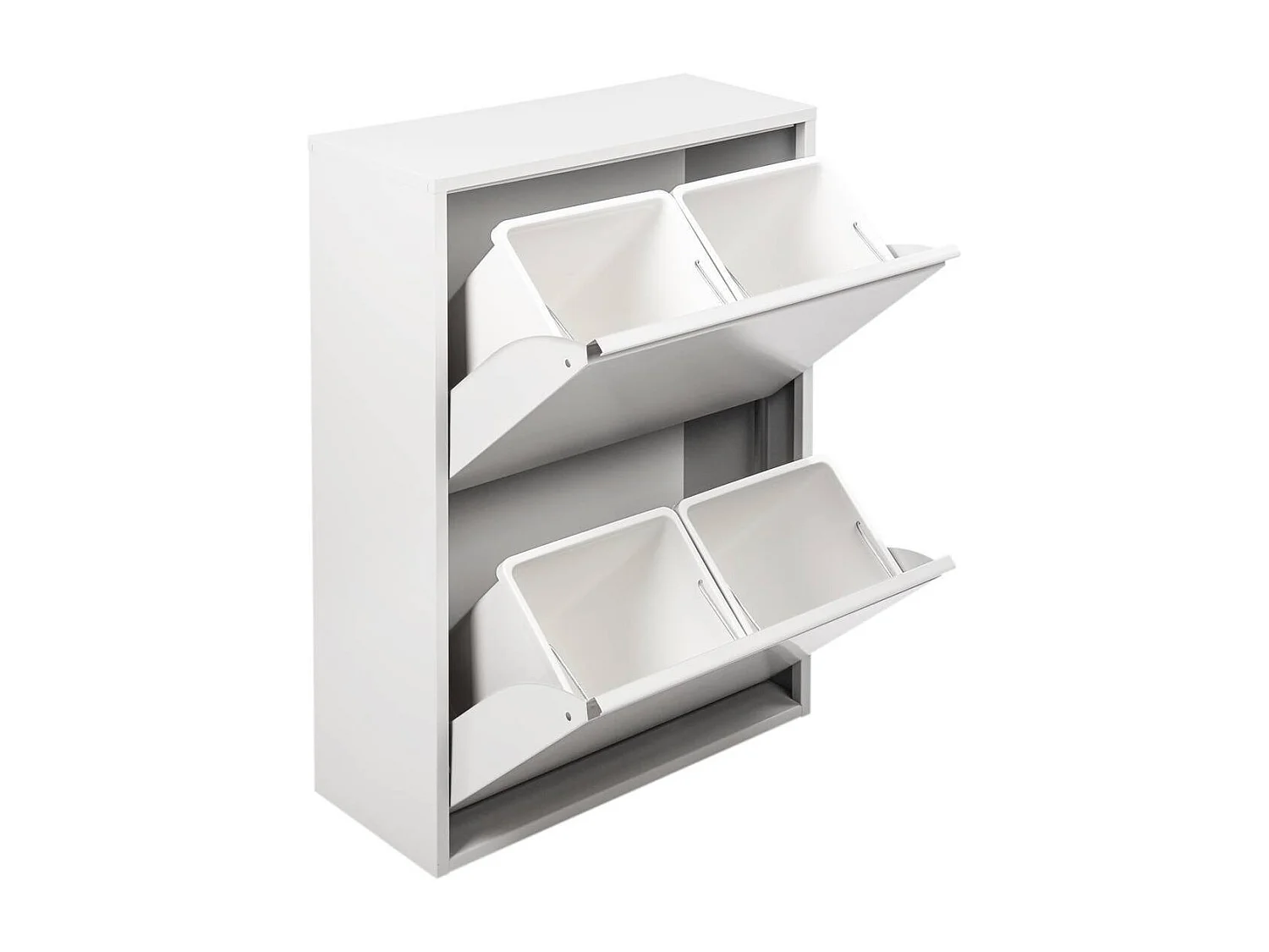 Anukhatun afvalbak, inhoud 72 (18 per bak), 60x25x93h cm wit, afvalcontainer, optionele wandmontage, 4 bakken