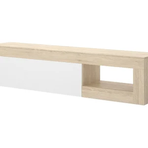 Dmora Tv-meubel Averau 42x204x48h cm Bruin Eiken, Modulair, 1 Plank, 3 Vakken