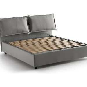 Talamo Italia Tweepersoonsbed Antonia Grijs, Afneembare Dekking Met Opslag, Matrasmaat 160×200 cm Made in Italy