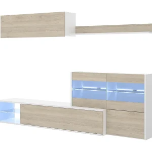 Dmora Wandkast Adams 41x260x180h cm Bruin Eiken Modulair 9 Planken, 5 Deuren