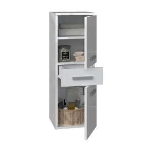 Badkamermeubel, Mat Wit / Glanzend Wit, 85 x 30 x 30 cm