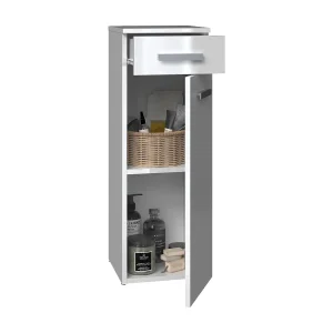 Badkamermeubel, Mat Wit / Glanzend Wit, 85 x 30 x 30 cm