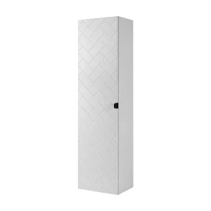 Badkamerkast, mat wit, 35 x 136 x 27 cm, zwarte handgrepen Badkamerkast, mat wit, 35 x 136 x 27 cm, zwarte handgrepen