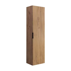 Badkamerkast, Eik Craft, zwarte handgreep, 35 x 136 x 27 cm