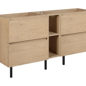 Badkamermeubel 140 cm (2 X 60 + 20) + poten, Kleur: Licht eiken, 140 x 80,7 x 46 cm Badkamermeubel 140 cm (2 X 60 + 20) + poten, Kleur: Licht eiken, 140 x 80,7 x 46 cm