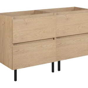 Badkamermeubel 120 cm (2 x 60) + poten, Kleur: Licht eiken, 120 x 80,7 x 46 cm