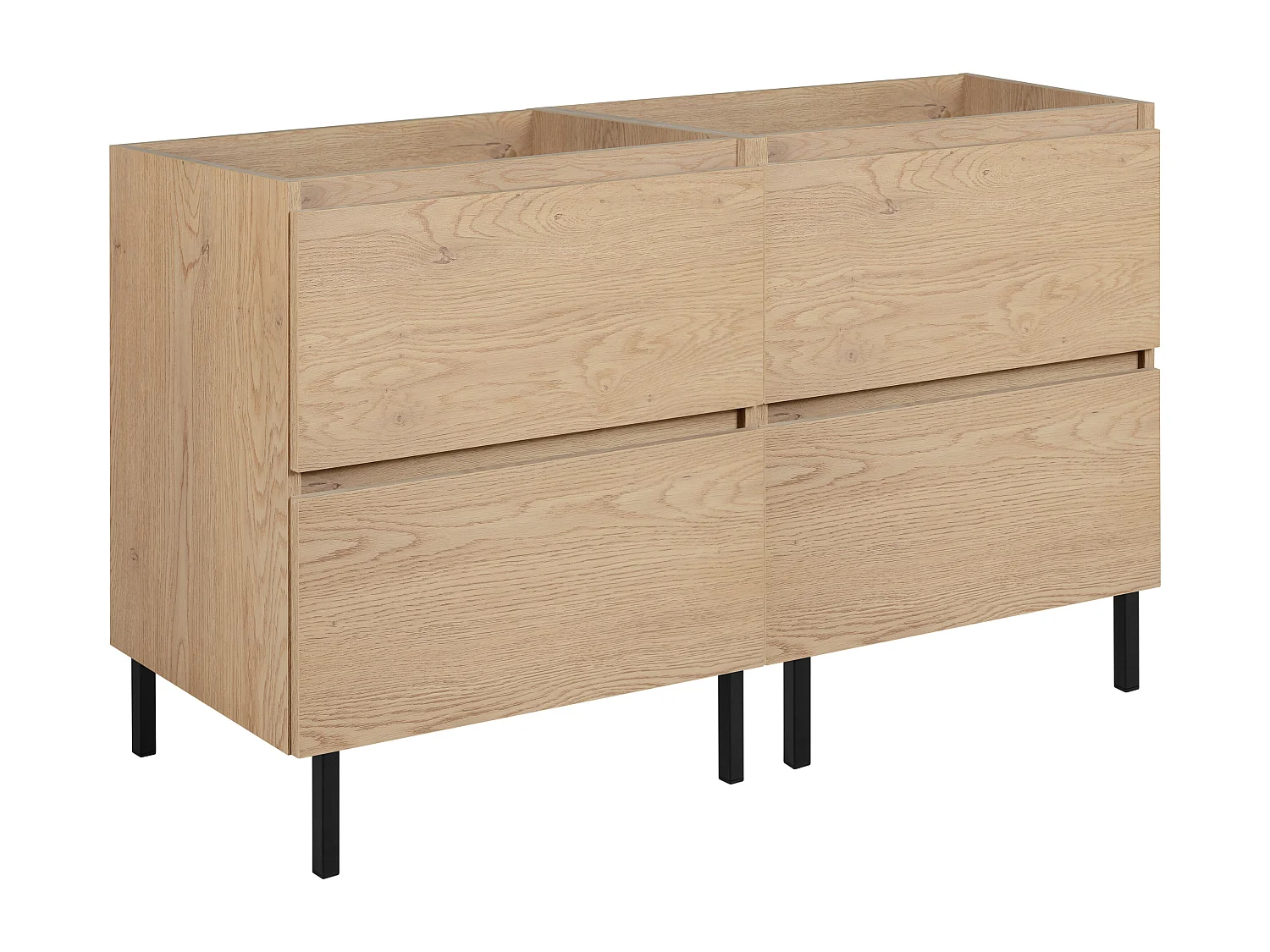 Badkamermeubel 120 cm (2 x 60) + poten, Kleur: Licht eiken, 120 x 80,7 x 46 cm