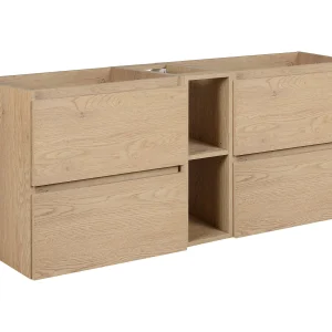 Badkamermeubel 140 cm (2 X 60 + 20), Kleur: Licht eiken, 140 x 60,7 x 46 cm Badkamermeubel 140 cm (2 X 60 + 20), Kleur: Licht eiken, 140 x 60,7 x 46 cm
