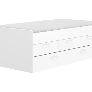 Dmora Kinderbed Alben Wit met Opbergruimte, Matrasmaat 90×190 cm, Eenpersoonsbed Dmora Kinderbed Alben Wit met Opbergruimte, Matrasmaat 90×190 cm, Eenpersoonsbed