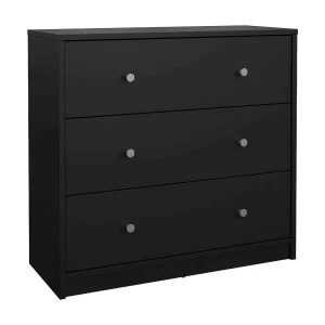 Alert ladekast, Multifunctionele ladekast, Slaapkamerdressoir, Kast met lades, 72×30 h68 cm, Zwart