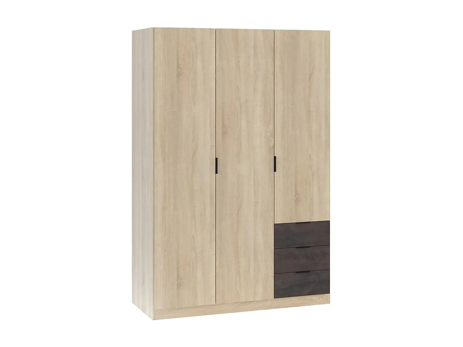 Dmora Kledingkast 3 Deuren Allentown 52x121 cm Bruin Eiken Kledingroede 3 Planken, Slaapkamerkast 3 Laden
