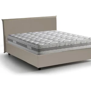 Talamo Italia Frans Bed Aurelia Grijs Taupe Inclusief Matras, Afneembare Hoes, Opbergvak Gemaakt in Italië