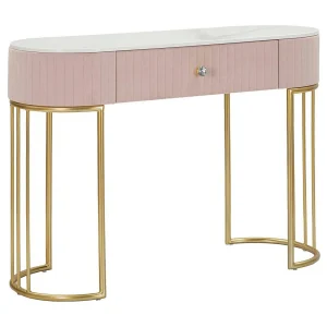 Abstraktes console, Multifunctionele tafel, Bijzetkast, Gangbureau, 100×40 h75 cm, Roze en Wit