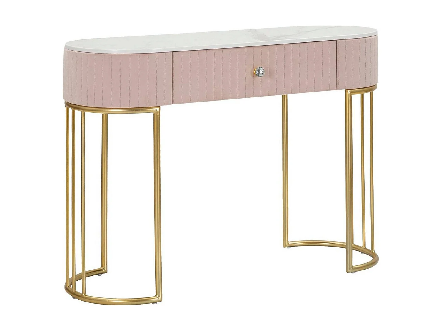 Abstraktes console, Multifunctionele tafel, Bijzetkast, Gangbureau, 100x40 h75 cm, Roze en Wit
