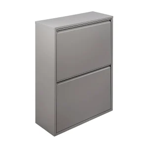 Prullenbak Anukhatun, capaciteit 72 (18 per emmer), 60x25x93h cm grijs, afvalcontainer, optionele wandmontage, 4 bakken