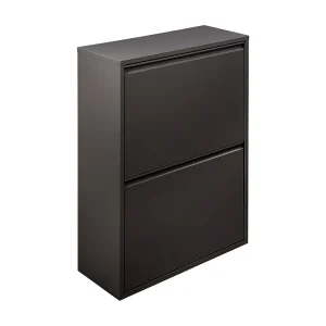 Afvalbak Anukhatun, inhoud 72 (18 per emmer), 60x25x93h cm zwart, afvalcontainer, optionele wandmontage, 4 bakken