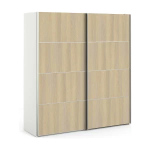Accadia 2-deurskast, Slaapkamermeubel, Inloopkast, Kledingkast, 182×64 h202 cm, Eiken en Wit Accadia 2-deurskast, Slaapkamermeubel, Inloopkast, Kledingkast, 182×64 h202 cm, Eiken en Wit