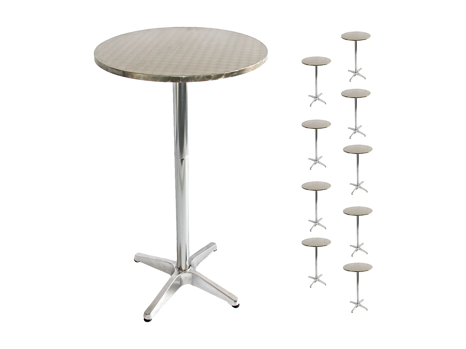 Aluminium statafel, gegoten beton (set van 10), opvouwbaar
