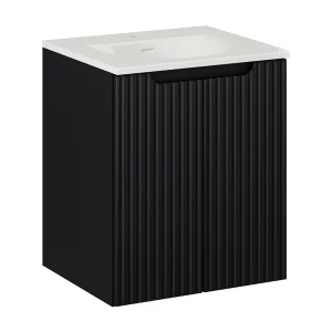 Badkamerset VANO 50cm: onderkast met verticaal gegroefde kastdeuren + ingebouwde witte wastafel Badkamerset VANO 50cm: onderkast met verticaal gegroefde kastdeuren + ingebouwde witte wastafel
