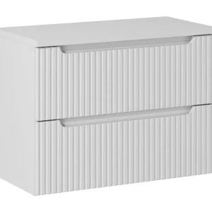 Badkamermeubelset VANO wit 80cm: onderkast met gegroefde laden + mat alpenwit plan voor wastafel Badkamermeubelset VANO wit 80cm: onderkast met gegroefde laden + mat alpenwit plan voor wastafel