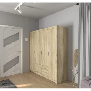 AX LIVING Kledingkast Storicos 4 deuren eiken Sonoma 176 cm met lades