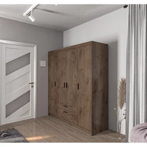 AX LIVING Kledingkast Storicos 4 deuren eiken Lefkas 176 cm met lades