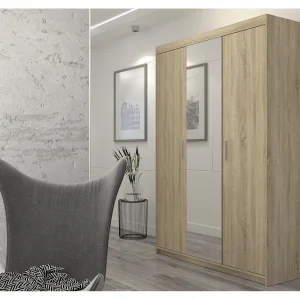 AX LIVING Kledingkast Storicos 3 deuren met spiegel eiken Sonoma 133 cm