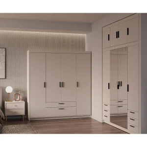 AX LIVING Kledingkast Storicos 4 deuren beige 176 cm met lades